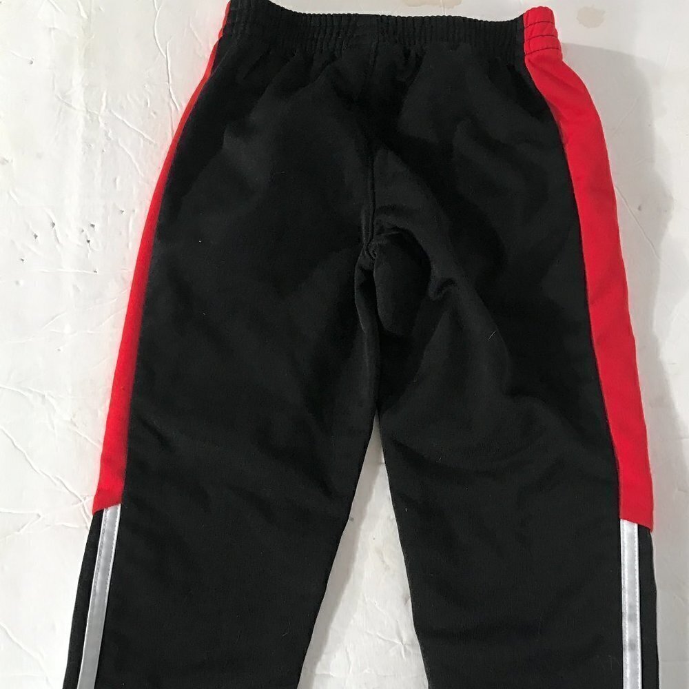ADIDAS Kids Boys Black Red Stripe Running Runner Track Workout Sweatpants Pants - Picture 6 of 7